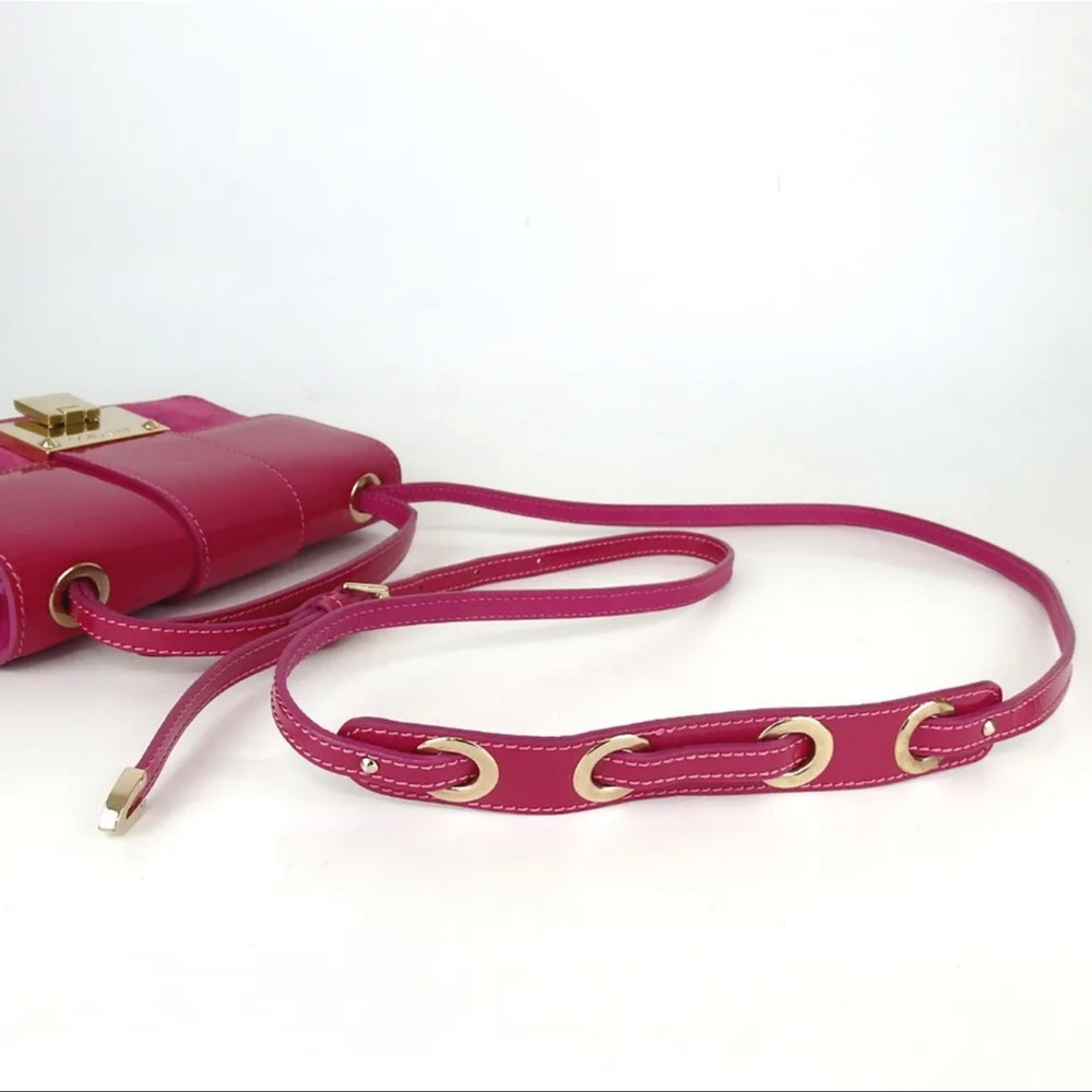 AUTH JIMMY CHOO 2way Handbag Suede Patent Leather RARE Barbie Pink - Picture 7 of 13